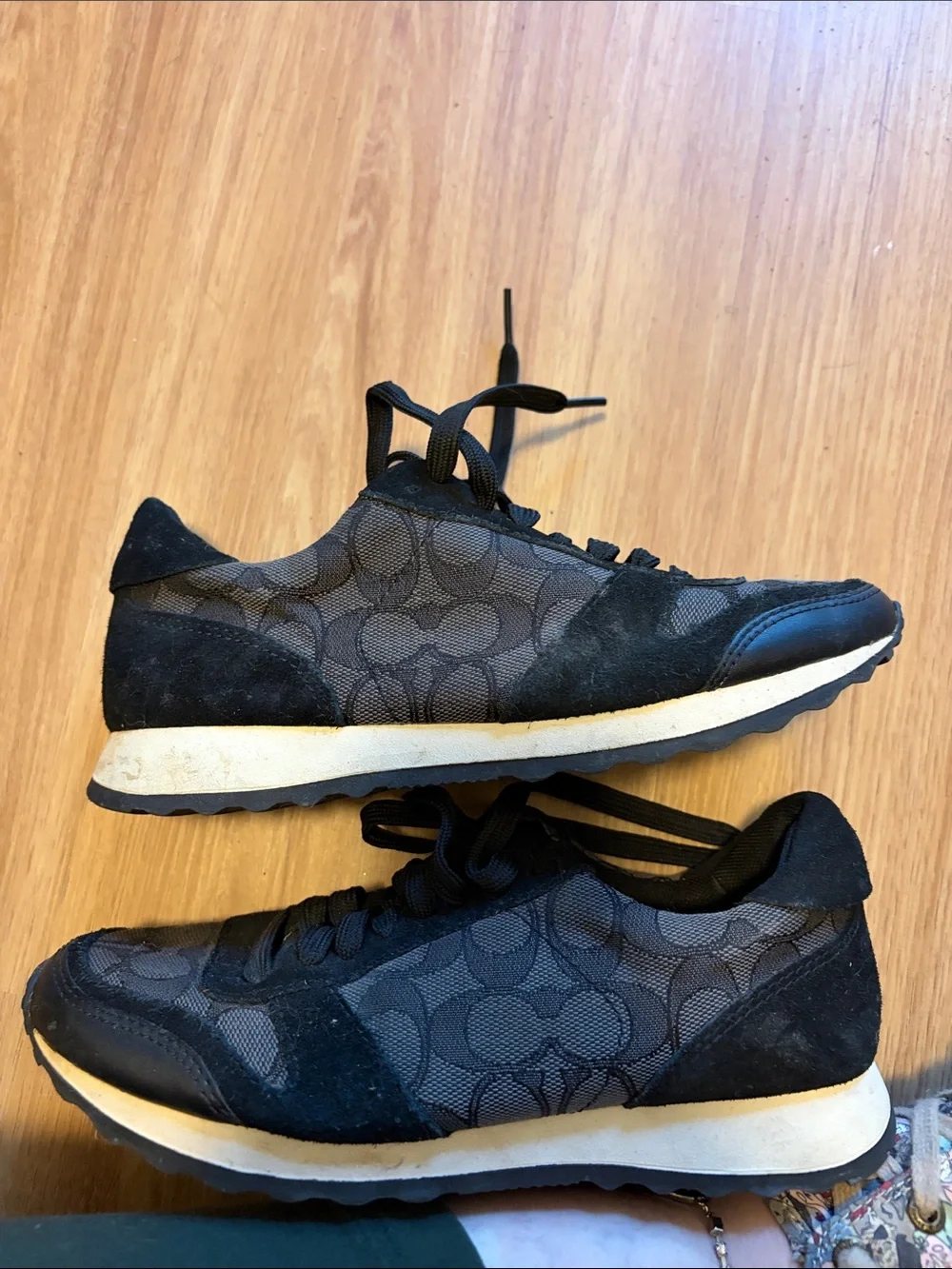 Coach women’s Black Signature Canvas & Suede Sneakers